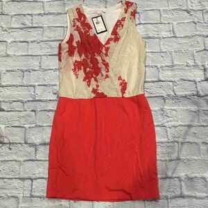 Elegant Red and Cream Floral Dress